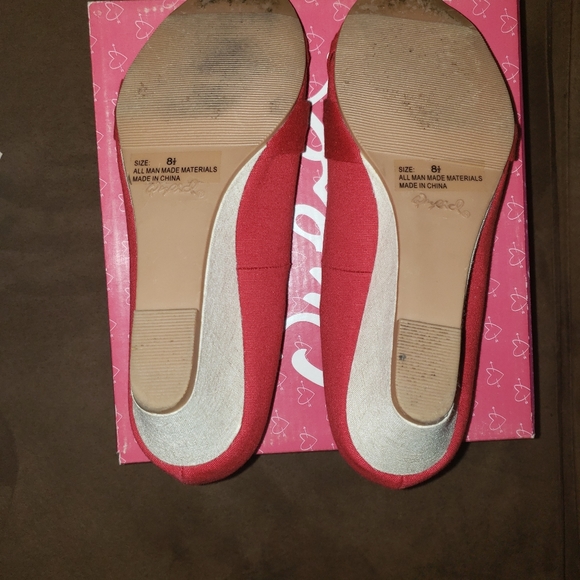 Red Peep Toe Wedges - Picture 4 of 4